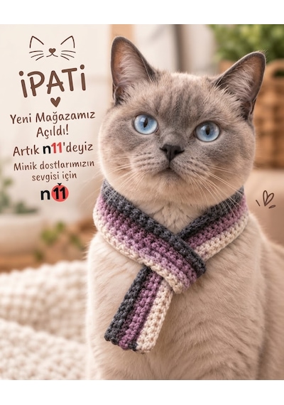 El Emeği Kedi Tasması Açık Lila
