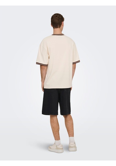 Only & Sons Classiques Caspian Erkek Krem Tişört 22037720-wty