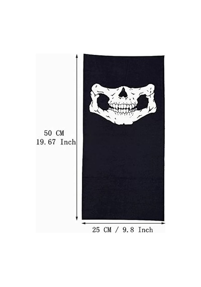 Siyah Renk Dikişsiz Çok Fonksiyonlu Çene Kafatası Yüz Maskesi Baf Buff Bandana Boyunluk Bileklik