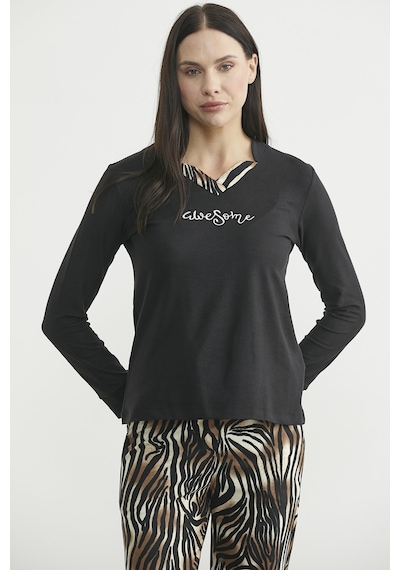 Sementa Leopar Kombinli Pijama Takım - Siyah Siyah