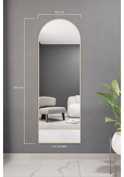 Dekoratif Ayna Oval Boy Ayna Duvar Aynası 180x60 Cm 180 X 60 Gold 18061806776 Gold
