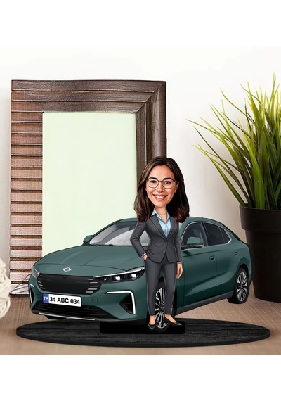 Bk Gift Kişiye Özel Kadın Urla Renk Togg Karikatür Biblo -1, Arkadaşa Hediye, Araba Hediyesi Kobitmeyencom35871 Bk Gift