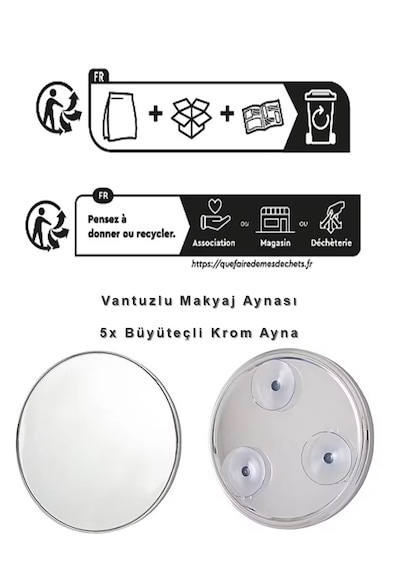 Vantuzlu Büyüteçli Krom Dekoratif Makyaj Aynası