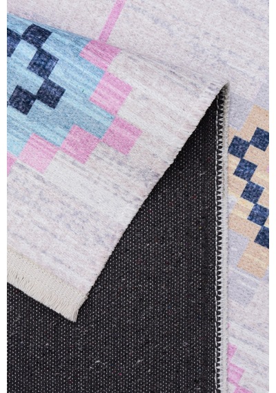 Modern Etnik Kilim Pastel Renkli Geometrik Desen Kaymaz Dokuma Taban Çok Renkli Çok Renkli