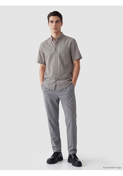Lcwaıkıkı Classic Kahverengi Regular Fit Çizgili Poplin Erkek Gömlek