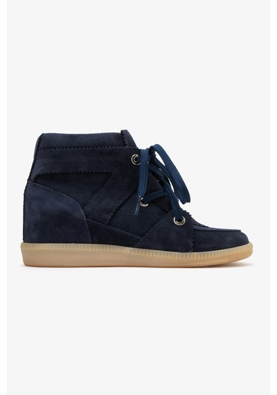 Luvi Shoes Oleta Lacivert Süet Hakiki Deri Gizli Dolgu Topuklu Kadın Sneaker Bot