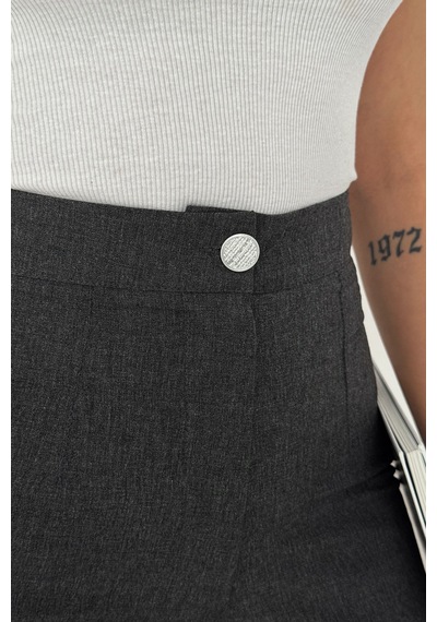 Kadın Yüksek Bel Geniş Paça Pantolon Grey Tailor Gri