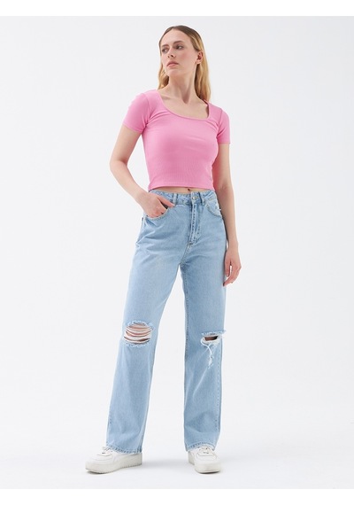 Fitted Kadın Tshirt K.kol Pembe