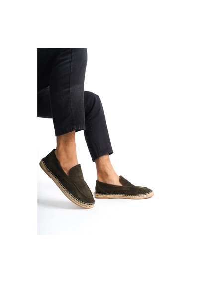 Mubiano Hakiki Deri Summer Erkek Jüt Taban Haki Süet Espadril & Loafer -mssr1274-hk Haki