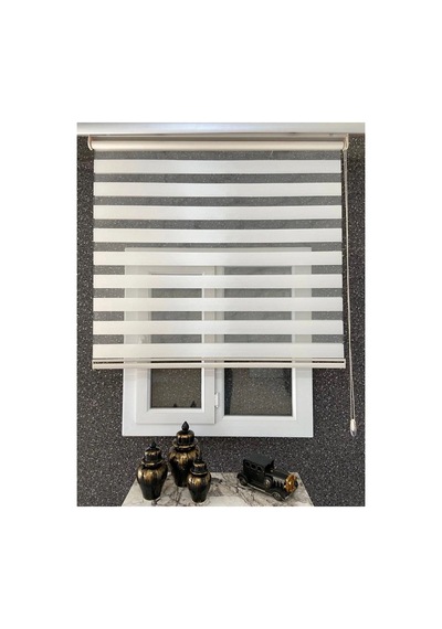 Ekru İthal Bambu Zebra Stor Perde Eteksiz 1. Kalite+alüminyum Kasa