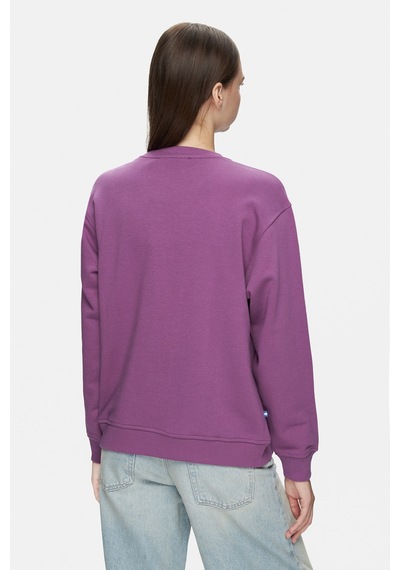 Ucla Sunnıva Mor Bisiklet Yaka Nakışlı Loose Fit Kadın Sweatshirt Mor