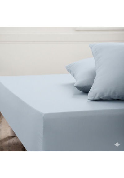 Maki Home %100 Pamuklu Buz Mavisi 100x200+50x70 Cm Tek Kişilik Lastikli Çarşaf Takımı Buz Mavisi