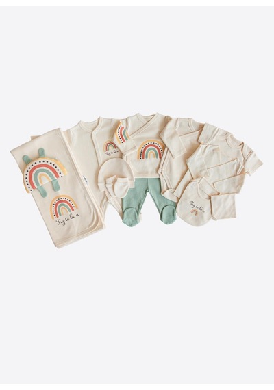 Kitikate Organik Rainbow 12'li Hastane Çıkış Seti Yeşil Yeşil