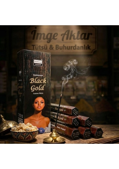Darshan Black Gold Siyah Altın Çubuk Tütsü 20'li Paket - Mistik Ve Yoğun Çok Renkli