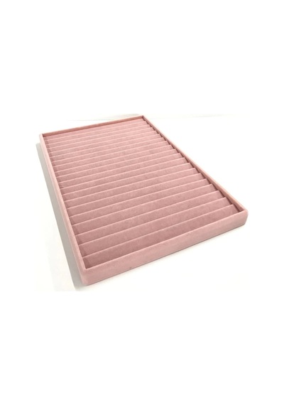 Yerli Üretim Madrid Model Süet Kumaş Pembe Renk 34/24 Cm Kademeli Çekmece Ici Bileklik-kolye Standı Çok Renkli