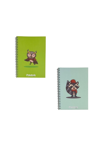 A5 Spiralli Sevimli Hayvanlar Konsept Defter 40 Yaprak 4'lü Tamamı Çizgisiz
