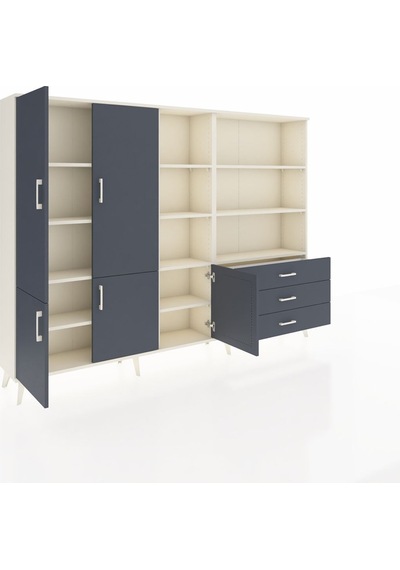 Arges Dolap 11 Raflı 3 Çekmeceli 5 Kapaklı 220x30x163 Aytaşı-antrasit Antrasıt - Aytası Arges Dolap 11 Raflı 3 Çekmeceli 5 Kapaklı 220x30x163 Aytaşı-antrasit Antrasıt - Aytası