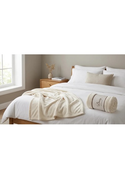 Daisy Super Soft Battaniye Çift Kişilik 200x220 Krem