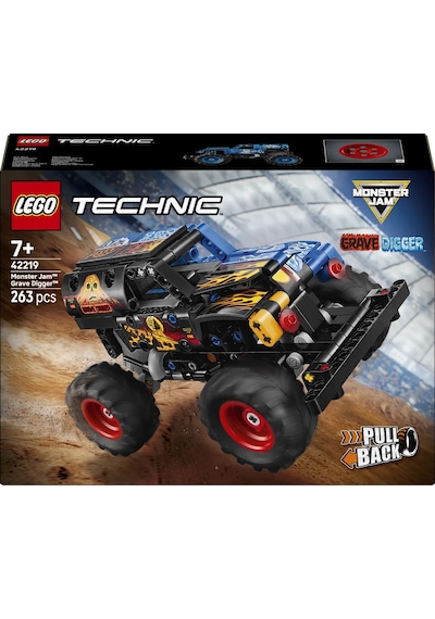 LEGO® Technic Monster Jam™ Grave Digger™ Ateş ve Buz 42219 – 7 yaş ve üzeri çocuklar için Yaratıcı Oyuncak Yapım Seti (263 Parça)