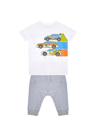 Yarışçı Arabalar Erkek Çocuk Yazlık T-shirt Cepli Kapri Şort Takım