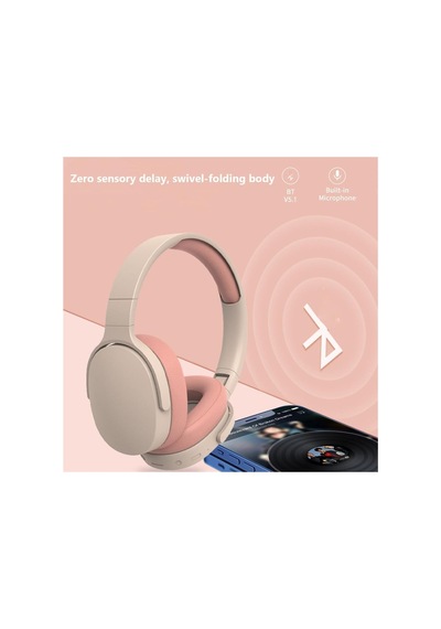 Yeni Nesil Şık Ergonomik Tasarım Extra Bass Kablosuz Bluetooth Mikrofonlu Spor Kulaklık Sd Kartlı Bej - 589802581