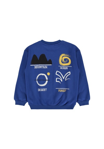 Silversun Kids Silversun Ocean Baskılı 8-13 Yaş Sweatshirt - Mavi Saks Mavisi