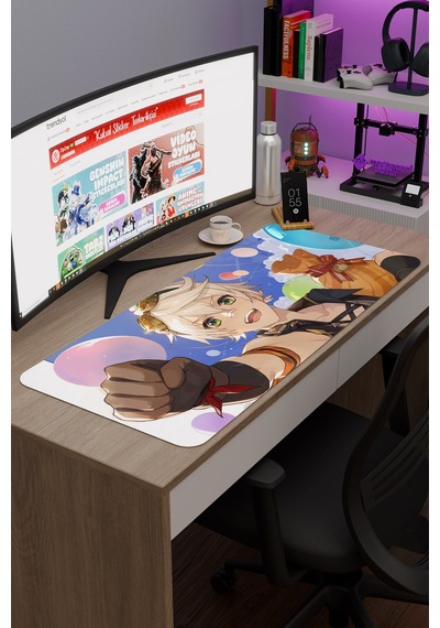 Bennett Genshin Impact Anime Gacha V4 - 90x40 Xxl Gaming Mouse Pad Fare Altlığı