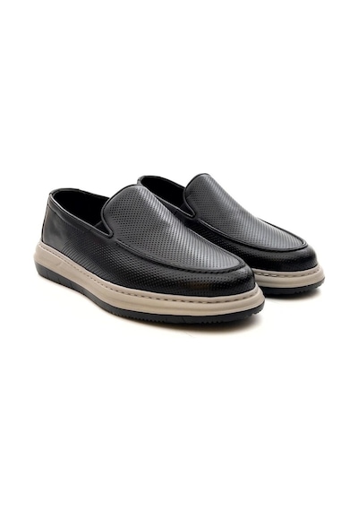 Greyder 64696 Erkek Hakiki Deri Baskılı Lastikli Comfort Casual Ayakkabı Siyah