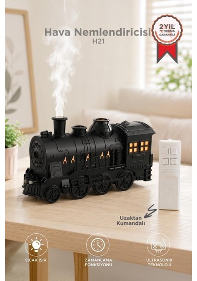 Premium Gece Lambası Ferahlatıcı Sunum Hava Nemlendiricisi Led Işıklı 300 Ml H21 Siyah
