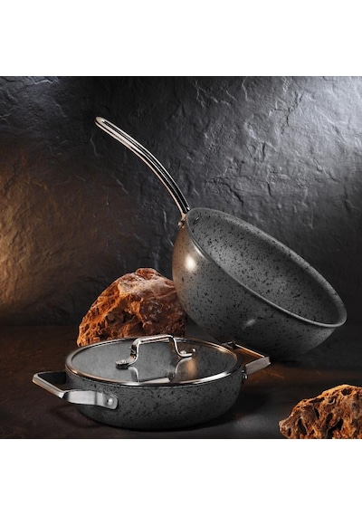 Stone-age 22 Cm Çizilmez Yanmaz Yapışmaz İndüksiyonlu Sahan Gri