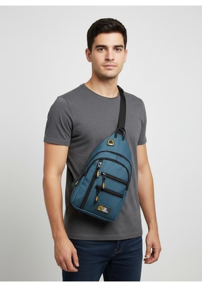 Goldline Avm Unisex Çok Bölmeli Çapraz Ayarlanabilir Askılı Göğüs Omuz Çantası Petrol Mavi