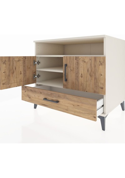 Kronos Şifonyer 3 Raflı Tek Çekmeceli 2 Kapaklı 88x59x80 Aytaşı-çam Aytası