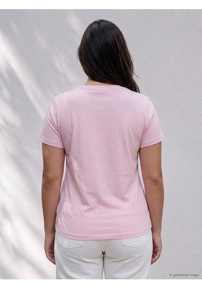 Lcw Petite Pembe Çiçek Nakışlı %100 Pamuklu Kadın Tişört