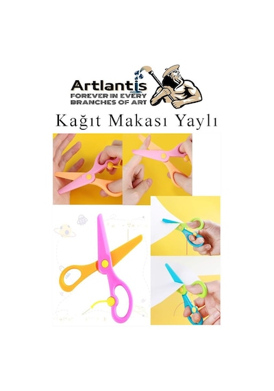 Renkli Kağıt Makası 2 Adet Plastik Yaylı Küt Uç Korumalı Okul Makası Çocuk Makası Okul Öncesi Kreş Ana Sınıfı