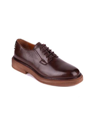 Shoetyle - Kahverengi Hakiki Deri Bağcıklı Erkek Ayakkabı 666-4052-1238 Kahverengi