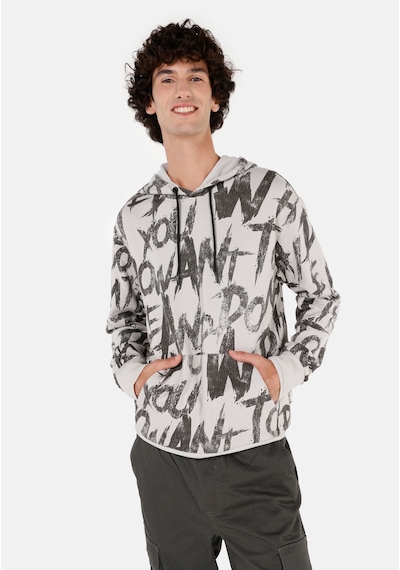 Colin's Colins Normal Kesim Kapüşonlu Baskılı Gri Erkek Sweatshirt Cl1070908 Açık Gri
