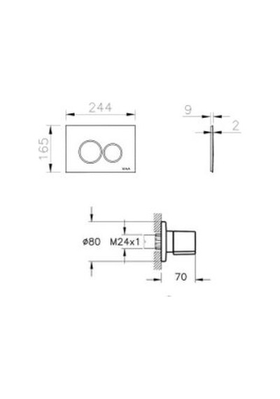 VitrA Origin, 800-2033 Kumanda Paneli Ve Stop Valf Seti, Parlak Krom 740-2480, A41461gr Renkli