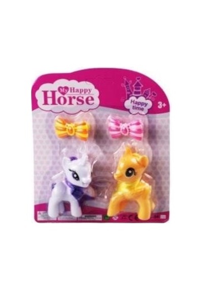 L-34-10 - Pony 2 Li Figür Set Tokalı Kartela Beyaz - 1 Adet Çok Renkli