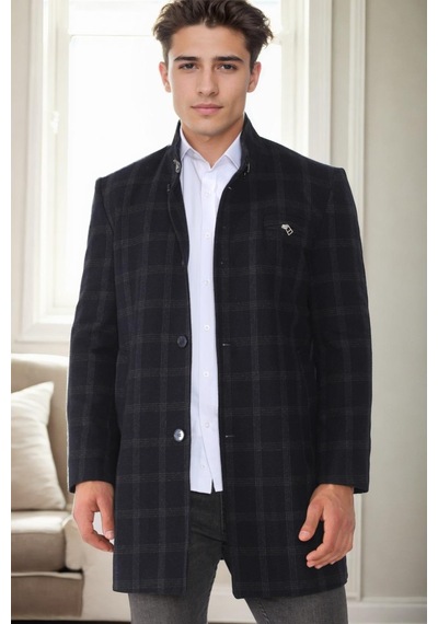 Plt9367 Dewberry Erkek Palto-desenli Lacivert Desenli Lacivert