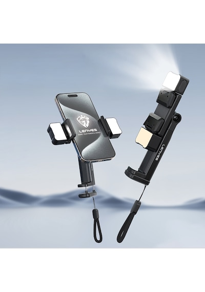 Lenyes Cr204 360 Dönebilen Işıklı Seyahat Telefon Tutucu Ve Standı Siyah