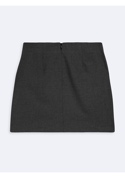 LTB Slim Fit Yırtmaçlı Mini Gri Etek