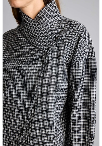 Defacto Regular Fit Asimetrik Düğmeli Kırışık Dokulu Tunik I3865ax26aubk81 Siyah-bk81