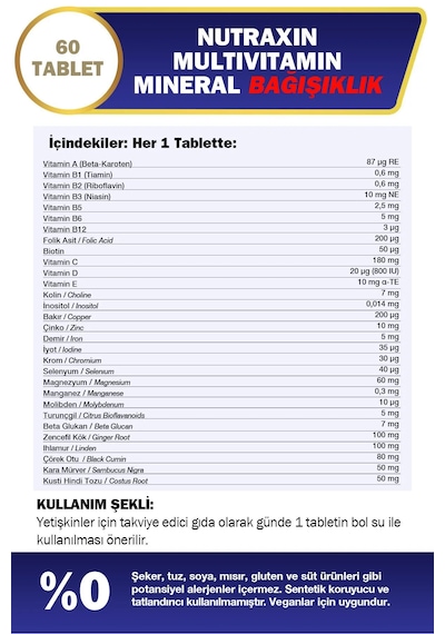 Nutraxin Multivitamin Mineral Immune Complex 2x60tablet