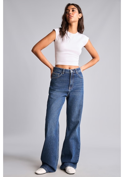 Defacto %100 Pamuk 90s Wıde Leg Yüksek Bel Jean Pantolon H6948ax26aunm34 Mavi-nm34