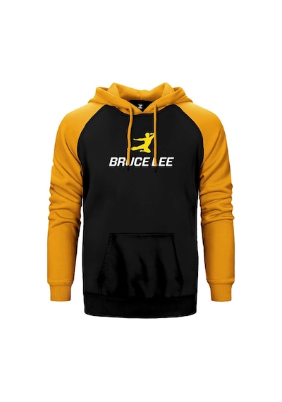 Bruce Lee Yellow Man Sarı Renk Reglan Kol Kapşonlu Sweatshirt Sarı