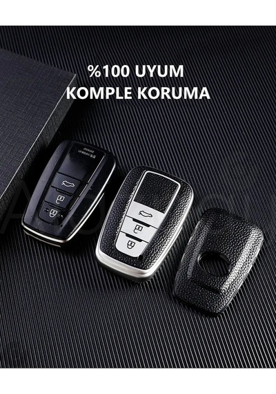 Toyota Corolla Rav4 Land Cruiser Camry Prado C-hr Deri Görünümlü Tpu Anahtar Kılıfı Mavi
