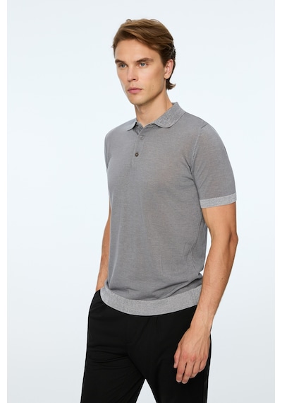 Morven Erkek Gri Trend Polo Yaka Tencel Triko T-shirt 26ys018024100 Gri