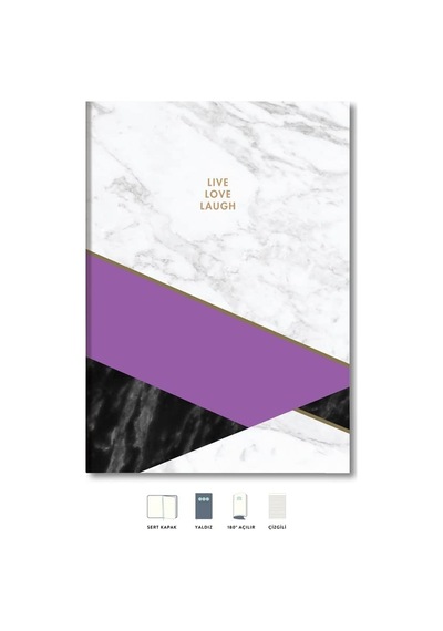 Mermer Defter Çizgili Mor 17x24cm Genel