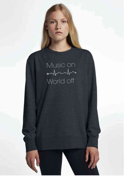 Music On World Off Baskılı Füme Antrasit Kadın Sweatshirt (528329806)