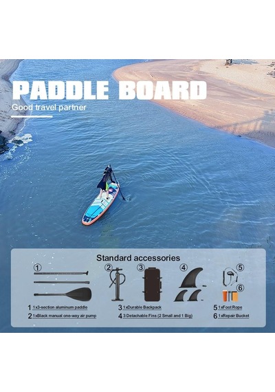 Ultty Sup Paddle Board Seti Şişme Paddle Board + Kürek + Pompa Sup Board/stand Up Paddle Turkuaz